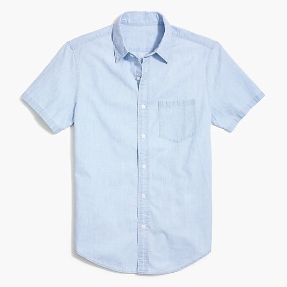 J. Crew NWT Men's Short Sleeve Slim Fit Light Blue Cotton Shirt Size Medium